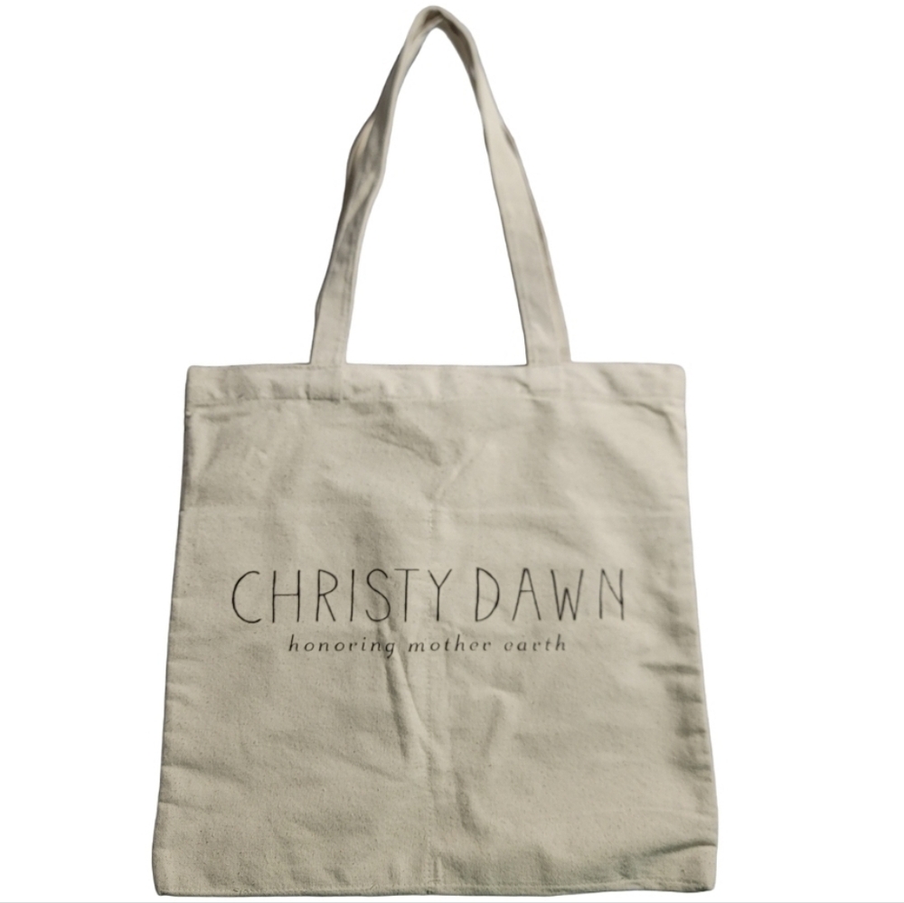 Christy Dawn Honoring Mother Earth Canvas Tote Bag Pockets Beige Floral